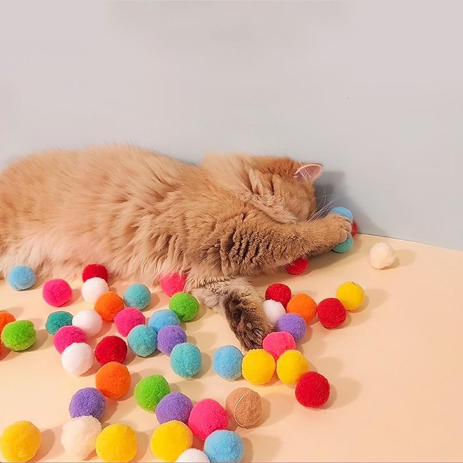 Cat Toy Ball Launcher Gun Cat Fetch Toy Gun Shooter Plush Ball Shooting Gun With 20Pcs Pom Pom Balls  Toys Interactive For Indoor Cats